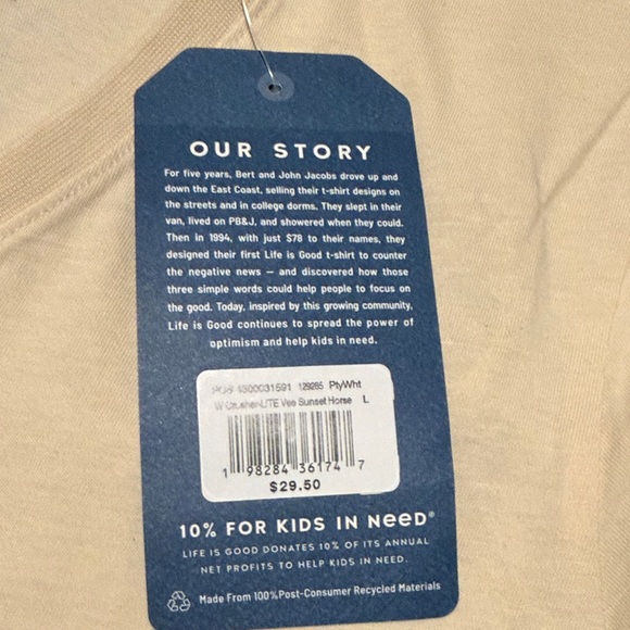 Life Is Good Cream T-Shirt with Horse and Pastel Sunset - Picture 5 of 5